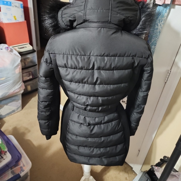 Michael Kors Black Puffer Jacket with Faux Fur Trim - Picture 3 of 8